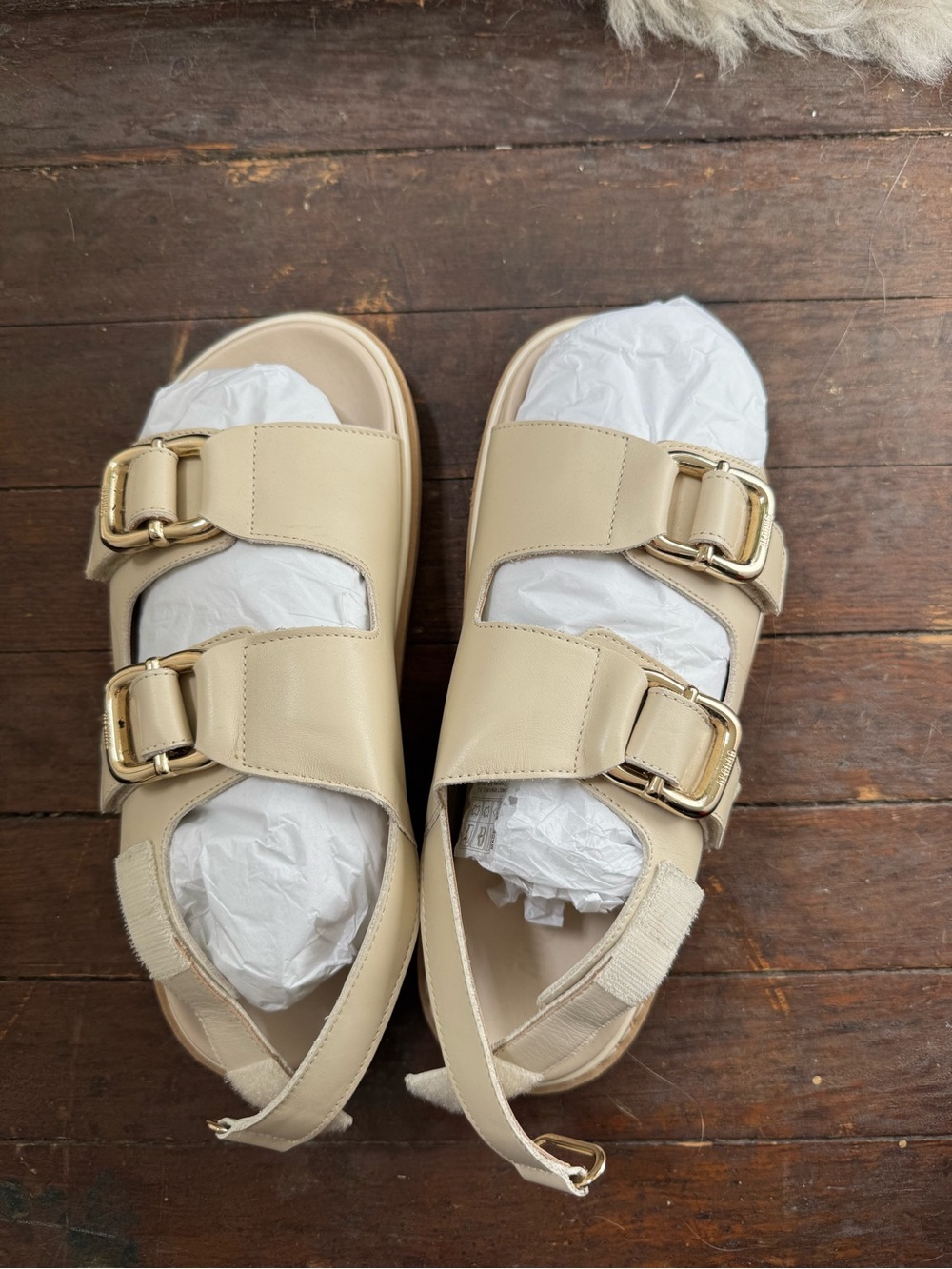 Alohas Women’s Cream Buckle Slingback Sandals for summer
